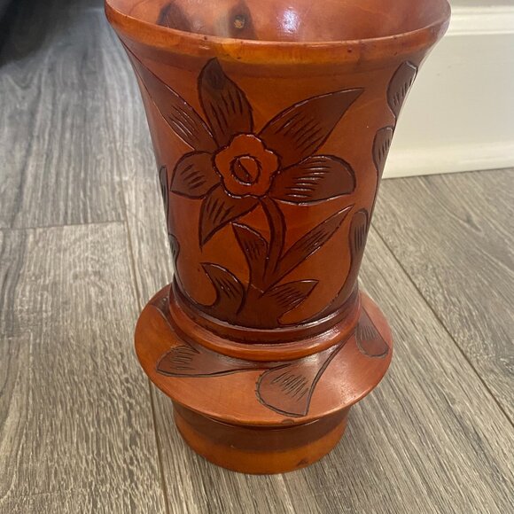 Polynesian Wooden Vase - Picture 1 of 11